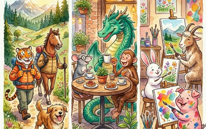 4つの干支の友達グループ